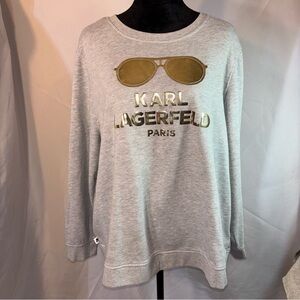 Karl Lagerfeld Paris Gray Graphic Gold Sunglasses  Size XL